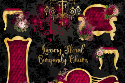 Luxury Floral Burgundy Chairs