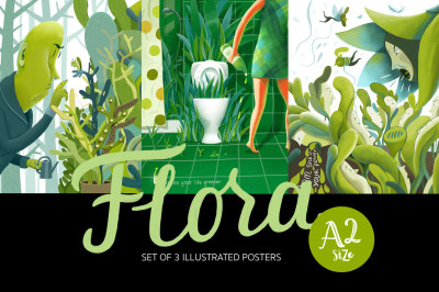 Flora, 3 illustrated posters pack