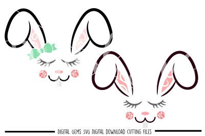 Bunny Rabbit faces SVG / DXF / EPS / PNG files