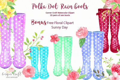 Watercolor Polka Dot Rain Boots