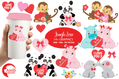 Jungle love clipart, graphics, illustrations AMB-596B