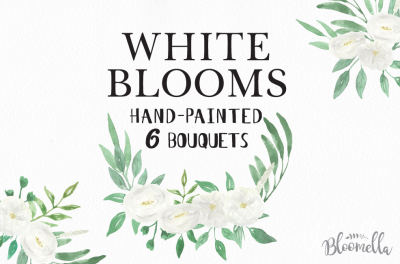 White Blooms Wedding Clipart White Flower Bouquets PNG Files