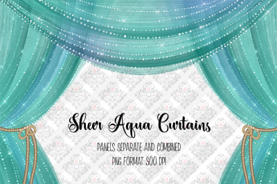 Sheer Aqua Curtain Overlays