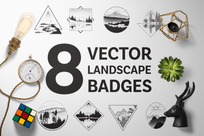 8 Vector Landscape Badges