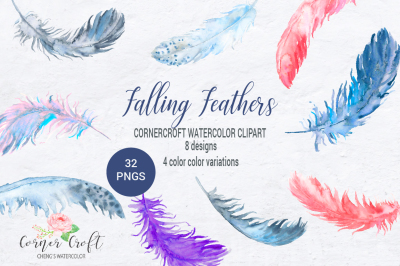 Watercolor Falling Feather