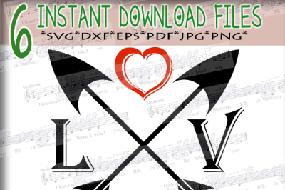 Love Arrows SVG - Arrow heart svg - Valentine Svg - love sign SVG file - Silhouette Cut Files - DIY- Svg - Dxf - Eps - Png - Jpg - Pdf