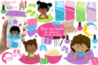 Sleep over, Slumber party clipart, graphics, illustrations AMB-2336