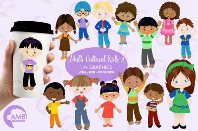 Multi-cultural kids 2 clipart, graphics, illustrations AMB-2317