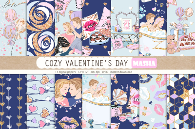 COZY VALENTINE&#039;S DAY Digital Papers