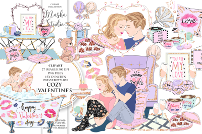 COZY VALENTINE&#039;S DAY Clipart