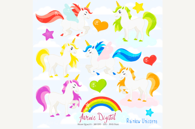 Cute Rainbow Unicorn Clipart