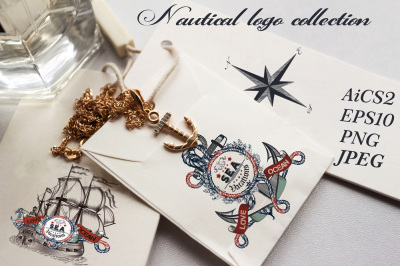 Nautical logotypes set