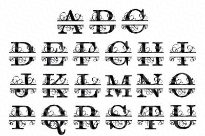 Split Letters A-Z SVG, Alphabet Letters A-Z