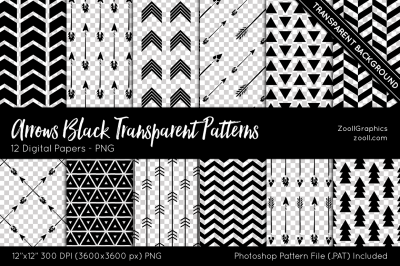 Arrows Black Transparent Patterns Digital Papers