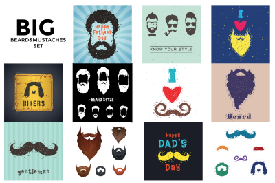 BIG beards&mustaches set in different style