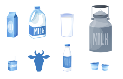 MILK containers illustration set