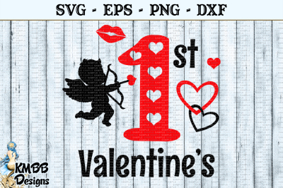 1st Valentine's Cupid Child SVG EPS PNG DXF Cut file