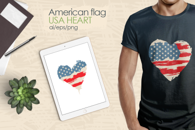 American Flag/USA Heart