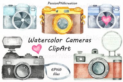 Watercolor Cameras Clipart
