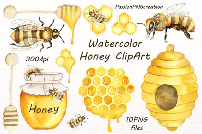 Watercolor Honey Clipart