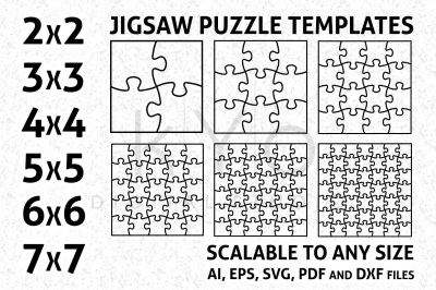 Square Jigsaw Puzzle Templates AI EPS SVG DXF PDF files