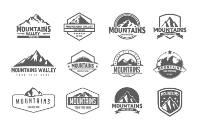 Pack of 12 mountains logo, 62 icons