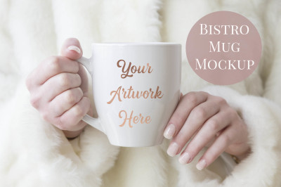 Mug Mockup- Woman holding bistro mug