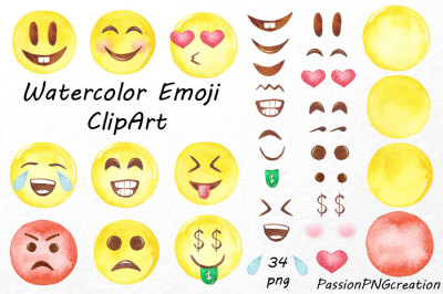 Watercolor Emoji Clipart
