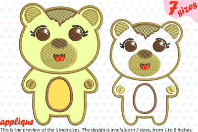 Cute Bear Applique Designs for Embroidery 16a
