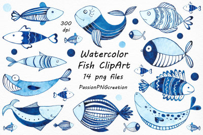 Watercolor Fish Clipart