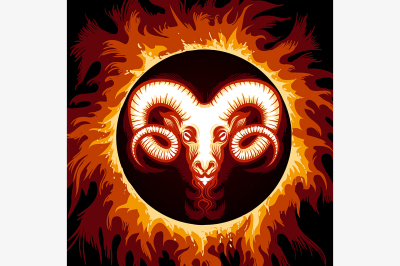 Zodiac Sign of Aries in Fire Circle