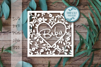 Baby Heart Frame Cutting File SVG PNG DXF PDF JPG