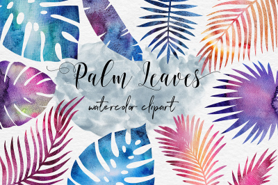 Galaxy Watercolor Palm Leaves