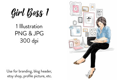 Girl boss 1 fashion illustration clipart