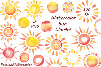 Watercolor Sun Clipart