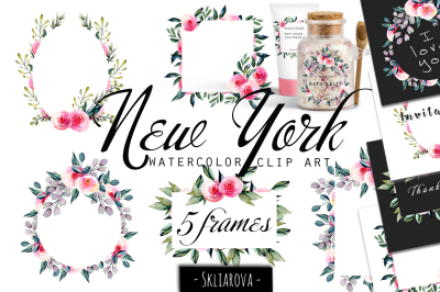 "New York". Roses frames.