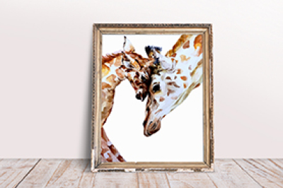 Watercolor giraffe