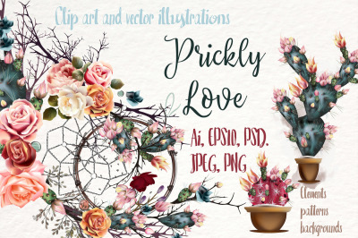 Prickly love. Vector clip art