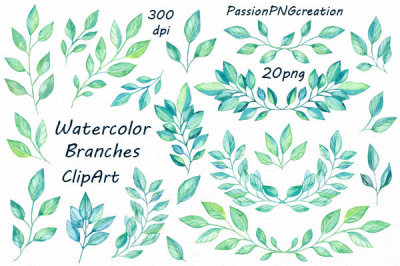 Watercolor Branches Clipart