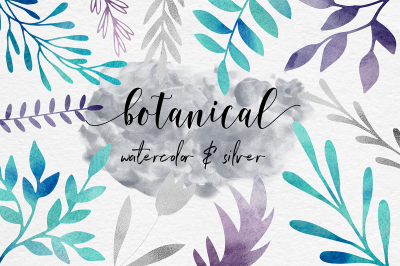 Silver Foil And Watercolor Botanical