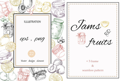 Jams &amp; fruits (in vector)