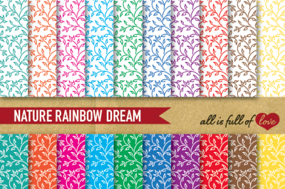  Hand draw Leafs Digital Paper Pack: Dream Collection