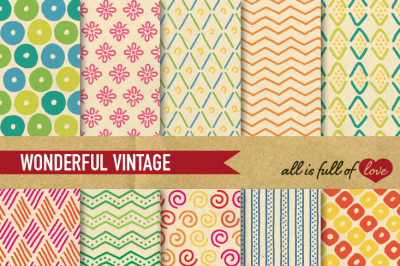  Hand draw Vintage Digital Paper Pack: Dream Collection