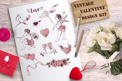 Vintage Valentine design kit