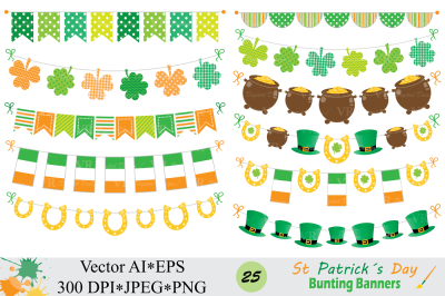 St Patrick`s Day Bunting Banner Clipart - vector 