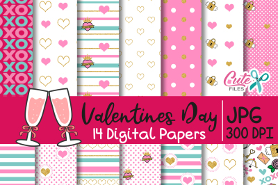 Valentine's day Digital Paper, Printable cards, heart, romantic, Scrap