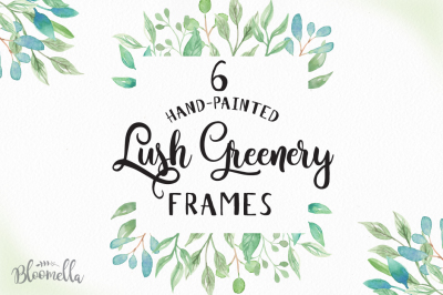 Watercolor Clipart Frames PNG Files Greenery Leaves Leaf Pretty