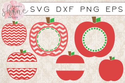 Apple Monogram Frame Bundle of 6 SVG PNG EPS DXF Cutting Files