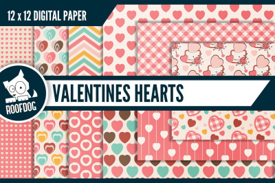 Valentines hearts digital paper