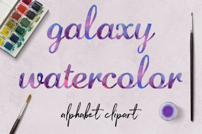 Galaxy Watercolor Letters